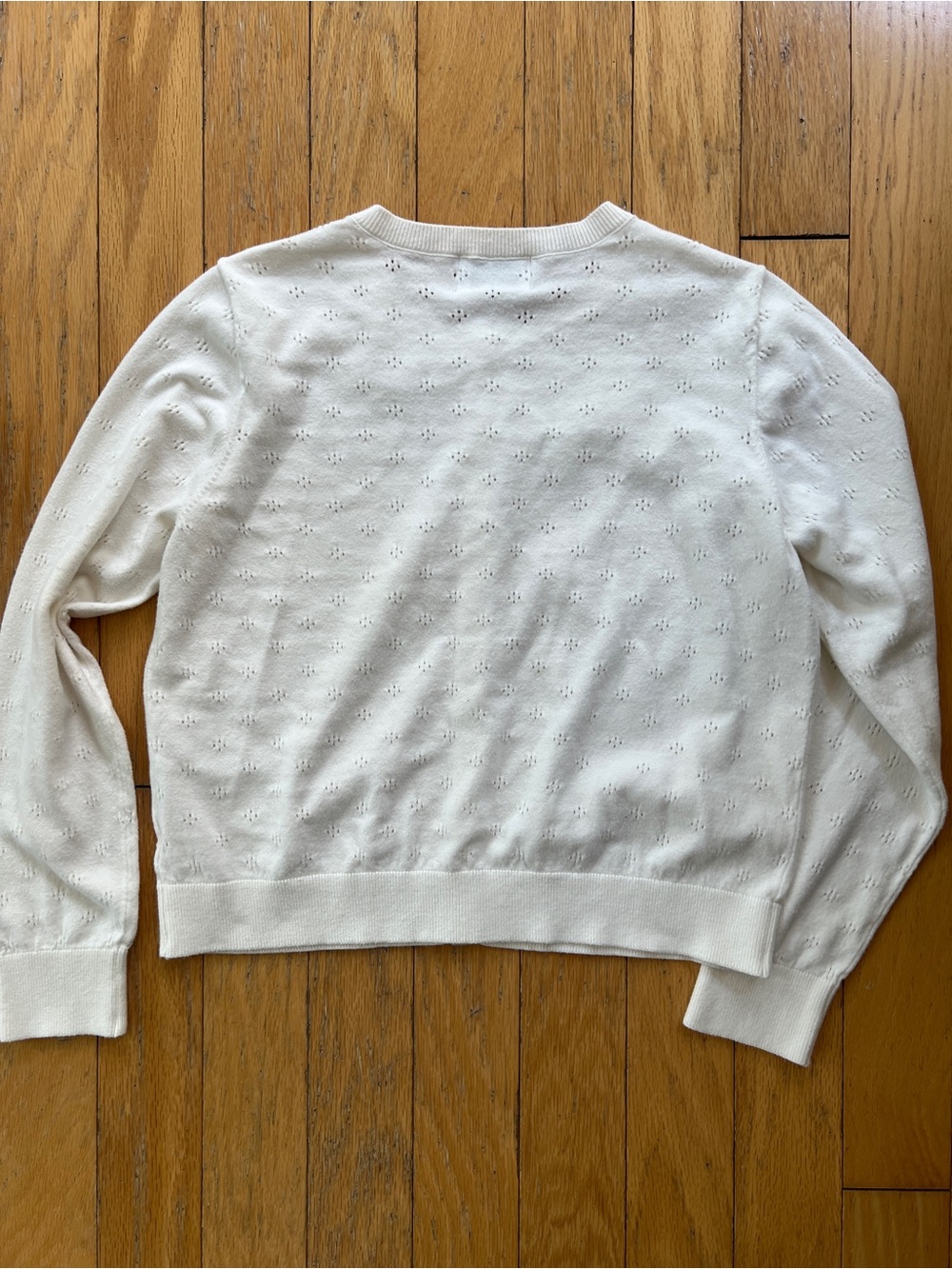 Old Navy Women's Cream Eyelet Button-Front Cardigan - Picture 6 of 6